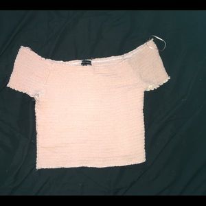 Kendall & Kylie Tops - Kendall and Kylie peach off the shoulder crop top Kendall & Kylie Tops - Kendall and Kylie peach off the shoulder crop top